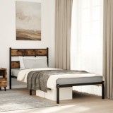 Cumpara ieftin Cadru pat metalic fără saltea, stejar fumuriu, 100x190 cm