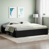 Cadru pat Gossi negru 200x200 cm, lemn masiv, spatiu depozitare