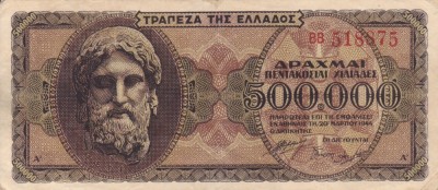 GRECIA 500.000 drahme 1944 VF+!!! foto