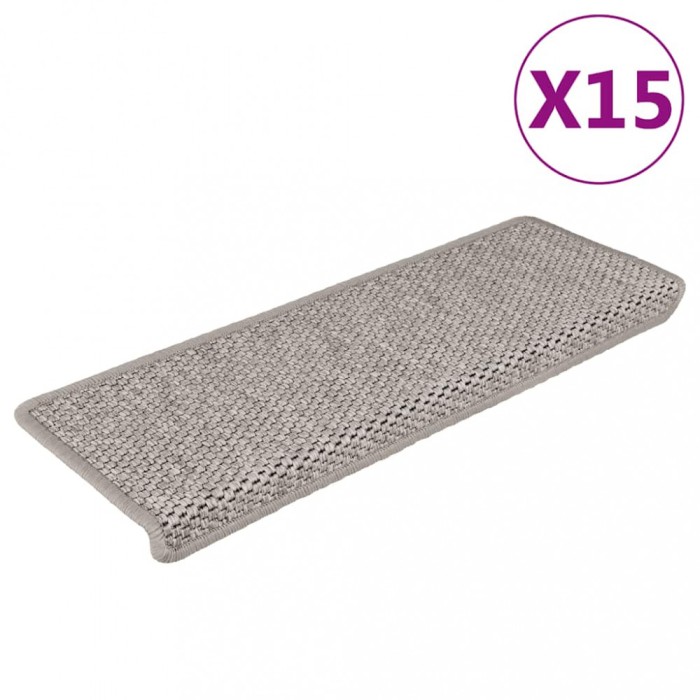 vidaXL Covorașe autoadezive scări, 15 buc., argintiu, 65x21x4cm, sisal