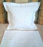 Set 2 Fete de pernuta Vintage, din bumbac cu broderie belgiana cu panglici