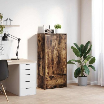 vidaXL Dulap cu sertar stejar afumat 55,5x34x119,5 cm Lemn prelucrat 861647 foto