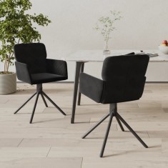 vidaXL Scaune de bucătărie pivotante, 2 buc., negru, catifea