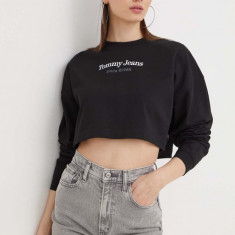 Tommy Jeans bluză femei, culoarea negru, cu imprimeu DW0DW17332