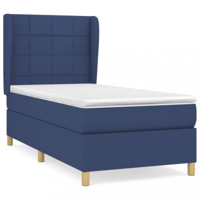 Pat box spring cu saltea, albastru, 80x200 cm, textil foto