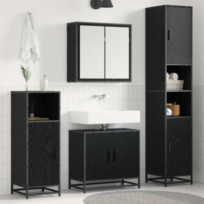vidaXL Set de mobilier pentru baie 3 pcs Stejar negru 65 x 33 x 60 cm 3402517 foto