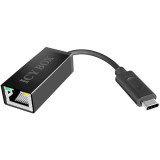 Adaptor USB Icy Box, USB-C la RJ45, 10/100Mbit/s, 0.13m, Negru