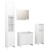 Cumpara ieftin Set mobilier de baie, 4 piese, alb, lemn prelucrat