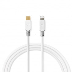 Cablu USB 2.0 A tata - Lightning, 3m, alb, Nedis