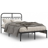 Cumpara ieftin Cadru de pat metalic cu tablie, negru, 120x190 cm