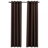 Cumpara ieftin Perdele opace aspect panza ocheti 2 buc. gri taupe 140x225 cm