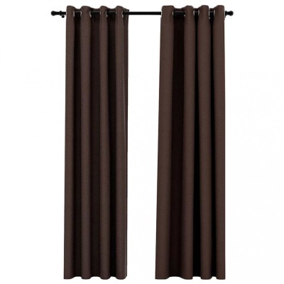 Perdele opace aspect panza ocheti 2 buc. gri taupe 140x225 cm foto