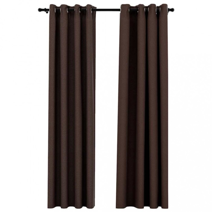 Perdele opace aspect panza ocheti 2 buc. gri taupe 140x225 cm