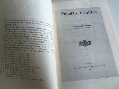 LUDWIG BOLTZMANN, SCRIERI( DE POPULARIZARE A STIINTEI) foto