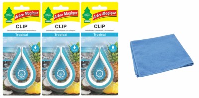 Odorizant auto Wunder- Baum Clip 3 Pack Tropical si Laveta Microfibra 30x40cm foto