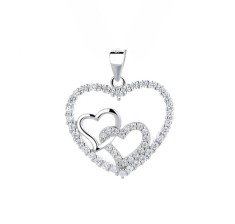 Pandantiv argint 925, JW1592, model inima, placat cu rodiu