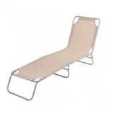 Sezlong pliabil, Metal, Bej, 188 x 55 x 27 cm, max 120 Kg, Oem