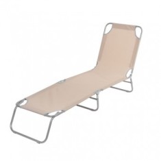 Sezlong pliabil, Metal, Bej, 188 x 55 x 27 cm, max 120 Kg