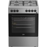 Aragaz mixt Beko FBSE62120XD, 4 arzatoare, 66 l, 8 functii, Iluminare cuptort, Clasa A, Argintiu