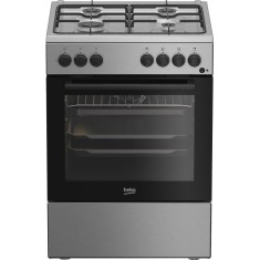 Aragaz mixt Beko FBSE62120XD, 4 arzatoare, 66 l, 8 functii, Iluminare cuptort, Clasa A, Argintiu