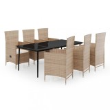 Cumpara ieftin Set de mobilier pentru gradina cu perne, 7 piese, bej