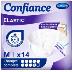 Scutece pentru adulti tip chilot Confiance Elastic, 9 picaturi, Marimea M, 14 buncati - NOU