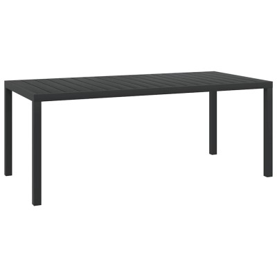 vidaXL Masă de grădină, negru, 185 x 90 x 74 cm, aluminiu și WPC foto