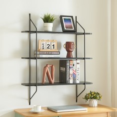 Raft de perete &Oslash;stfold cu 3 polite, negru, 100x80x21 cm, en.casa
