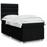 VidaXL Pat box spring cu saltea, negru, 90x200 cm, textil