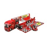 Set Camion Ferrari cu masinuta metalica si accesorii Bburago 1/43, 1:43