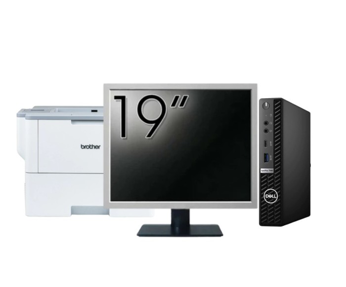 Pachet Calculator Second Hand DELL OptiPlex 7080 Mini PC, Intel Core i5-10500T 2.30 - 3.80GHz, 8GB DDR4, 256GB SSD + Monitor 19&amp;quot; + Imprimanta Bro