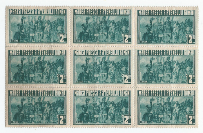 *Romania, lot 412 fiscale, 9 timbre fiscale locale Bucuresti, bloc, 1933, NG