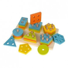 Joc Montessori din lemn cu 6 Coloane Sortatoare cu forme colorate MT-3