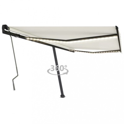 vidaXL Copertină retractabilă manual cu LED, crem, 400x350 cm 3069822 foto