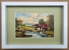Toader Schipor Tablou Peisaj de Toamnă cu Moară, Pictura &icirc;n ulei, inramat 24x33cm, Peisaje, Realism