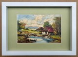 Toader Schipor Tablou Peisaj de Toamnă cu Moară, Pictura &icirc;n ulei, inramat 24x33cm, Peisaje, Realism