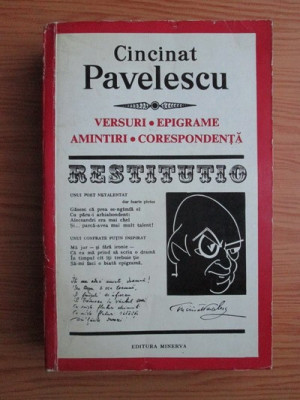 Cincinat Pavelescu - Versuri. Epigrame. Amintiri. Corespondenta foto