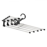 Umeraș Pantaloni 5 Spații Metal Plastic Negru - Organizator Eficient Dulap | Suport Multifuncțional Cravate Eșarfe | Rezistent &amp; Durabil