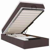Cumpara ieftin Cadru de pat otoman cu saltea tesatura maro inchis 90x200 cm
