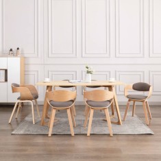 vidaXL Scaune de bucatarie, 6 buc., gri taupe, lemn curbat ?i textil foto