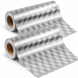 Cumpara ieftin Set 2 folii autoadezive argintii 30 x 100 cm, PVC, model geometric 3D