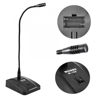Microfon Conferinte cu Stativ si Buton ON/OFF pe Baterii Weisre M180 foto