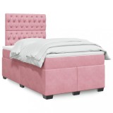 VidaXL Pat box spring cu saltea, roz, 120x200 cm, catifea 3293193