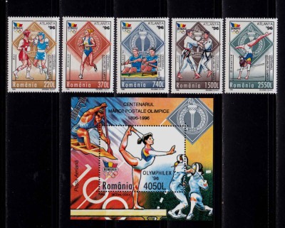 ✅RO 1996 LP 1416+1417 &amp;quot;Centenarul J.O. Atlanta &amp;quot; , serie +colita 302, MNH foto