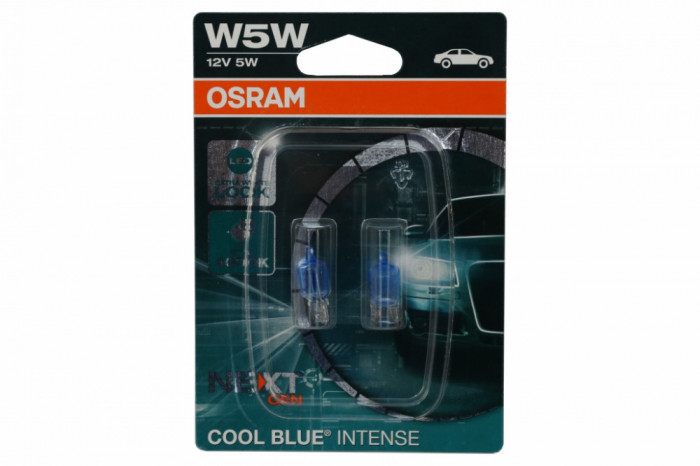 Set 2 Becuri Auto Osram COOL BLUE INTENSE NEXT GEN 2825CBN-02B W5W 12V Blister 2825CBN-02B