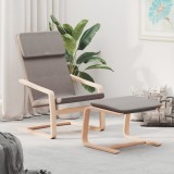 Scaun de relaxare cu taburet, gri taupe, textil