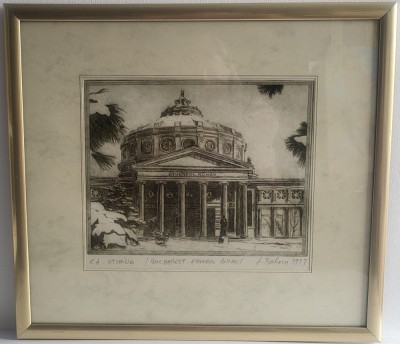 Tablou, grafica valoroasa de exceptie -ATENEUL ROMAN-autor maestrul Aurel Bulacu foto