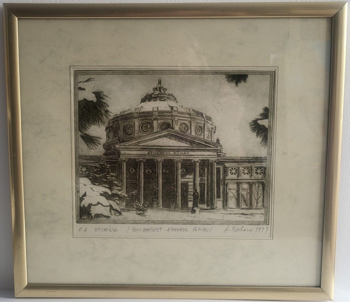 Tablou, grafica valoroasa de exceptie -ATENEUL ROMAN-autor maestrul Aurel Bulacu
