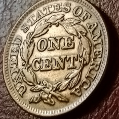 One 1 cent 1841 (v1) USA, aUNC,T=1.597.367,val.ridicata.VOUCHER 200 LEI (DESCR.)