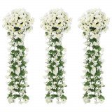 Ghirlande de flori artificiale, 3 buc., alb, 85 cm GartenMobel Dekor, vidaXL